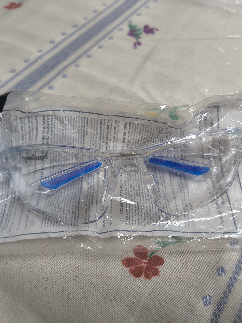 Clear Safety Glasses with Blue Temple Accents